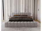 Decohaute Lit avec Rangement 160x200cm Como Lit capitonné Lit adulte - Mousse épaisse tissu Velvet Gris Whisper 17 RRWR24249
