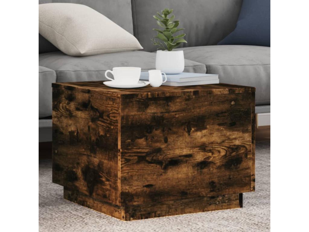 Table basse avec Decohauteères LED chêne fumé 50x50x40 SOWT06023