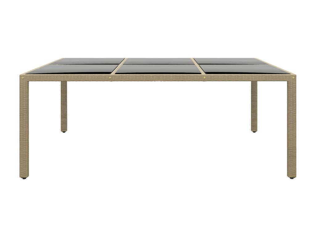 Decohaute Premium - Table de jardin 200x150x75 cm Verre trempé/résine tressée Beige QEKW60682