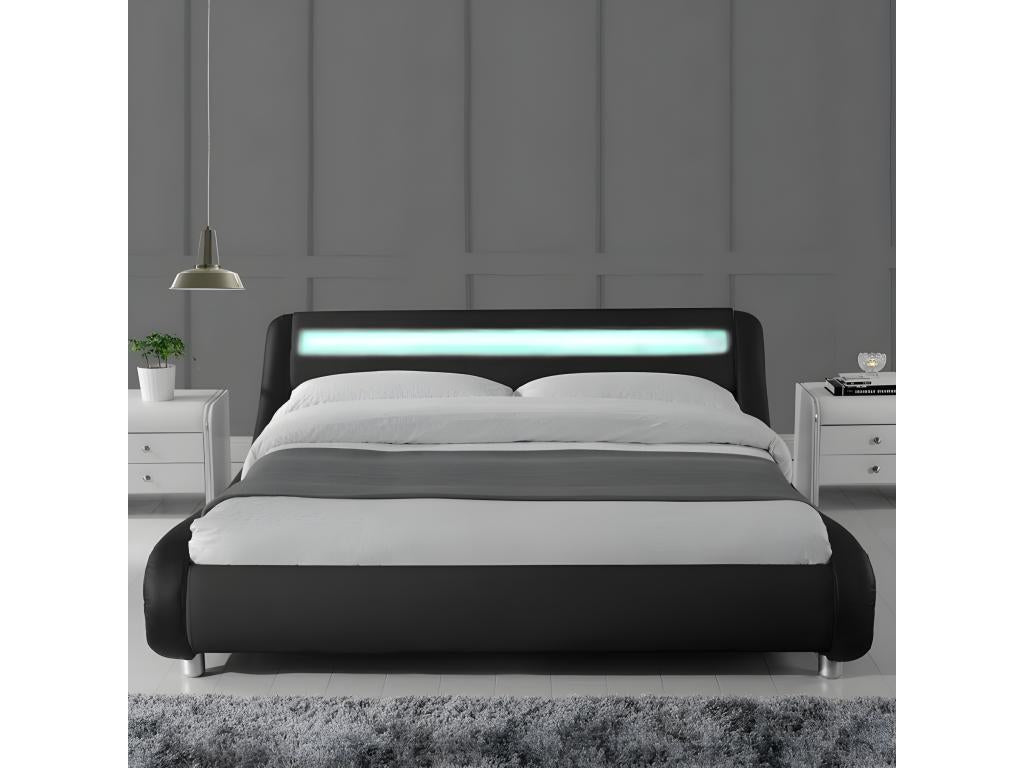 Lit Led Design Decohaute Noir 160cm Avec Matelas Romance HBTX66465