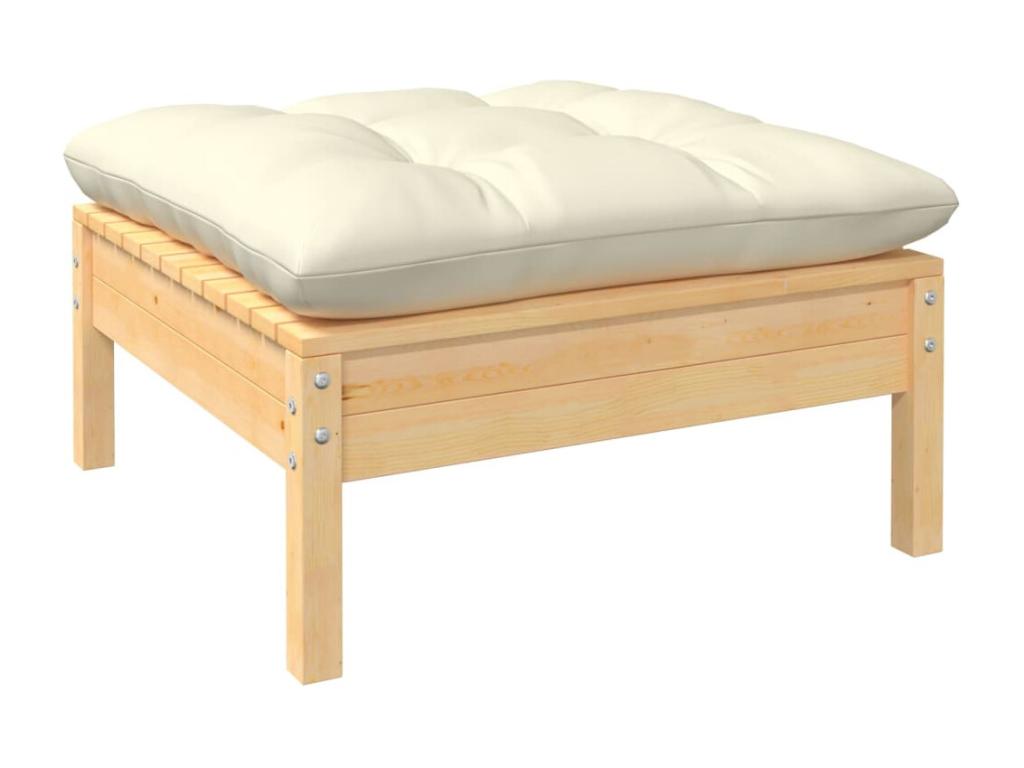 Salon de jardin 9 pcs avec coussins crème bois de pin IJYB52674