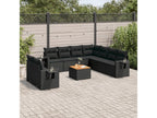 Salon de jardin 10 pcs avec coussins noir résine tressée MHEL62753
