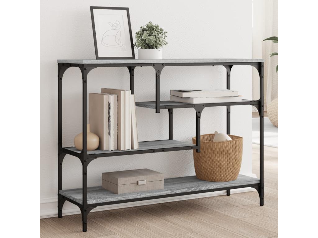 Table console Decohaute gris 100x30x75 bois d'ingénierie SQMT92114