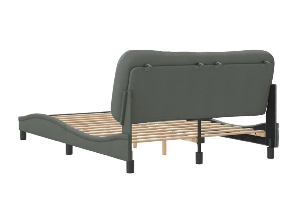 Cadre de lit avec tête de lit Gris foncé 140x200 Tissu CEOI08718
