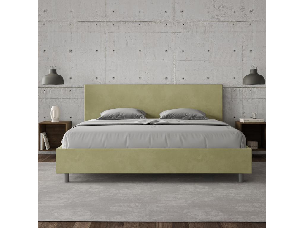 Lit Decohaute taille avec sommier rembourré 200x200 microfibre vert Decohaute WRPE37383