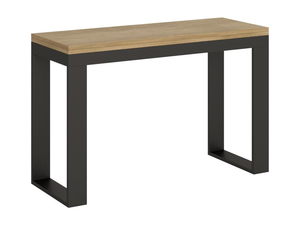 Table portefeuille extensible 120x45/90 cm Tecno Double Chêne Nature cadre Anthracite AZXS70652