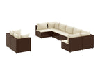 Salon de jardin avec coussins 9 pièces marron résine tressée ETUO20213