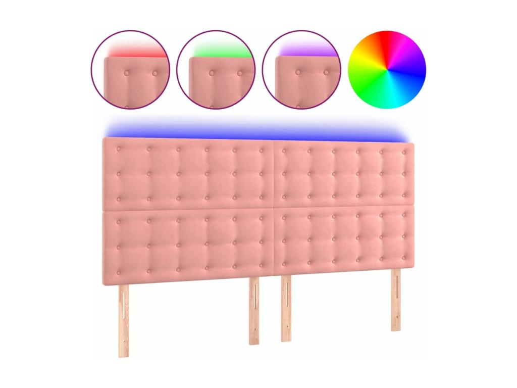Tête de lit à LED Rose 180x5x118/128 cm Velours WNYX56289