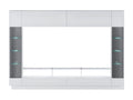 Mur TV avec rangements et LEDs en verre trempé fumé - Blanc laqué - Decohaute EEYB98184
