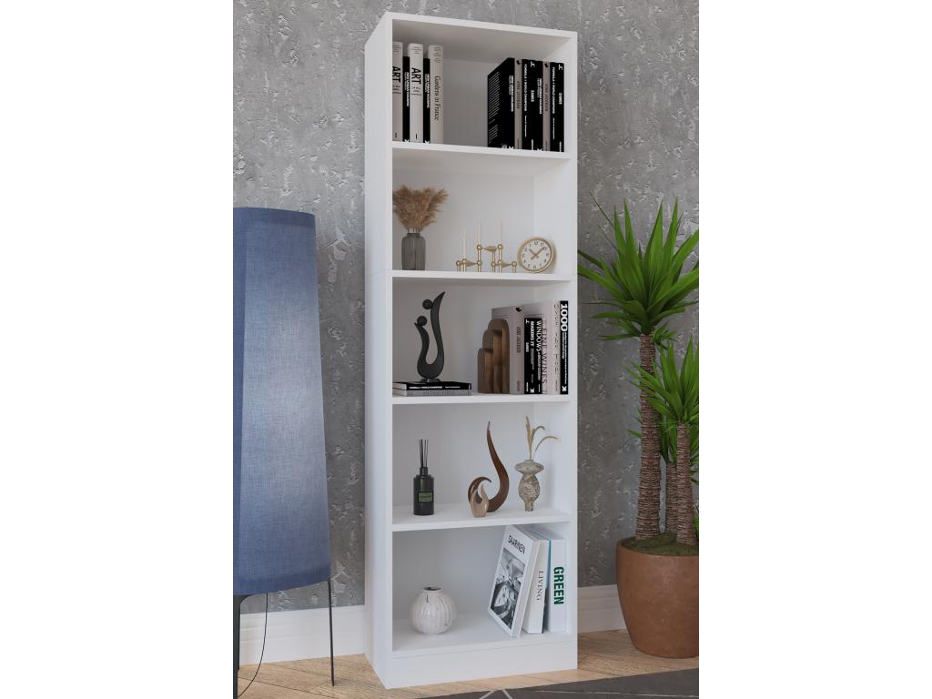 Decohaute Bois Rangement Étagère sur pied Bibliothèque Déco Livres Étagère sur pied Dilos XL 5 compartiments Blanc HKOE85678