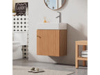 Meuble de salle de bain vasque simple meuble bas avec vasque en céramique - 46x26x56 cm - Bois MDF - Naturel QXFE04978