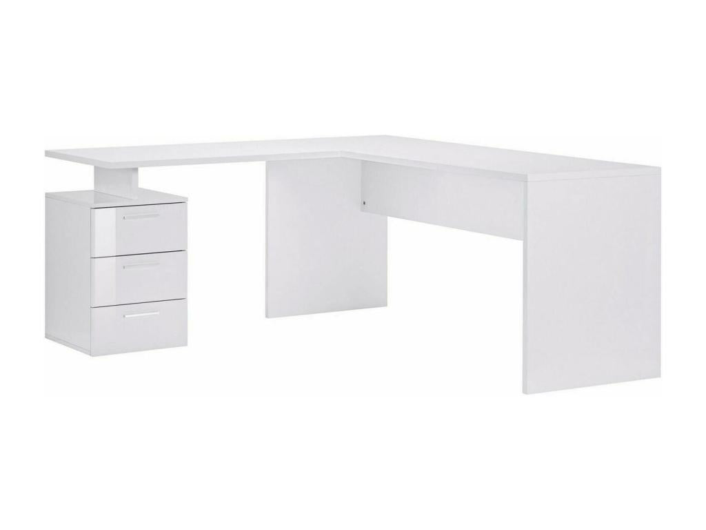 Bureau Decohaute Bureau d'angle PC Table de bureau polyvalente Bureau gain de place multi-positions Made in Italy 160x60h75 cm Blanc brillant FPXR99873