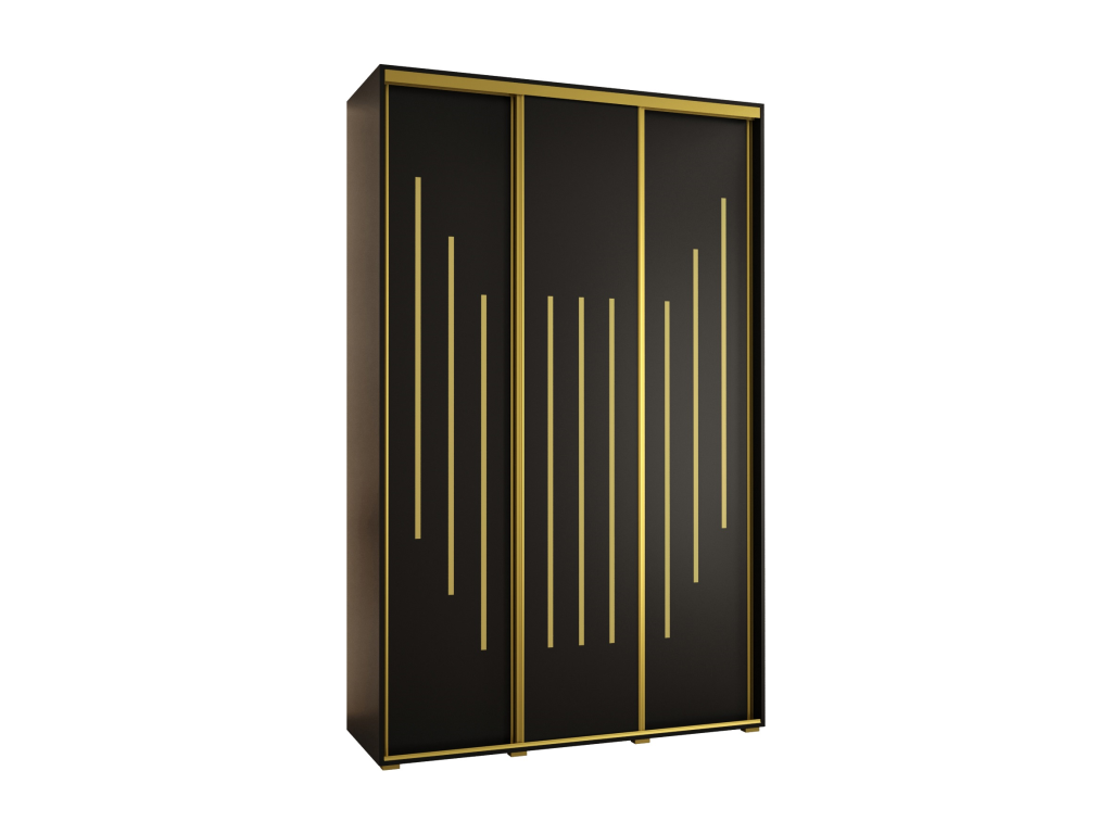 ARMOIRE Decohaute 8 À PORTES COULISSANTES 235.2/160/45 3 portes Noir/Noir/Or KNWN66607