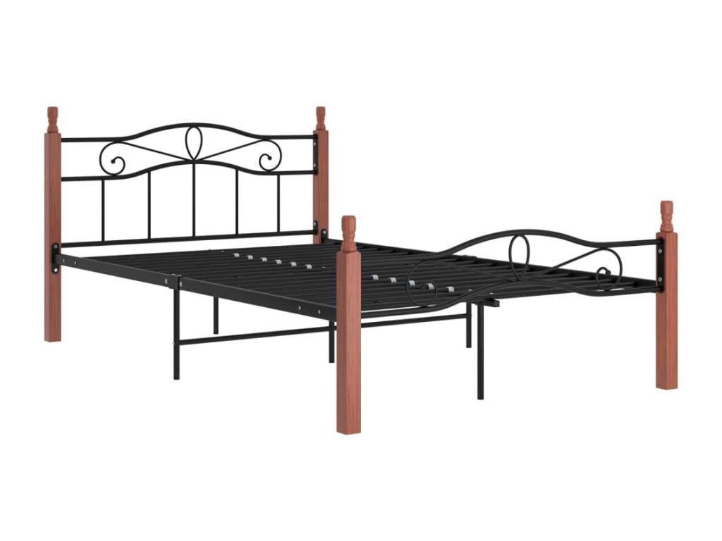 Lit Noir Métal et bois de chêne massif 120x200 4 WCHX13615