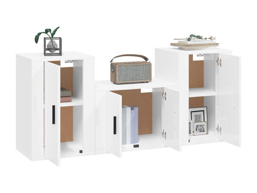 Ensemble de meubles TV 3 pcs Blanc brillant Bois d'ingénierie KRTF78992