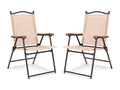 Lot de 2 Chaises de Jardin Pliantes en Textilène / Métal Fauteuil Jardin avec Accoudoirs Dossier pour Plage Decohaute Beige RPVO37379