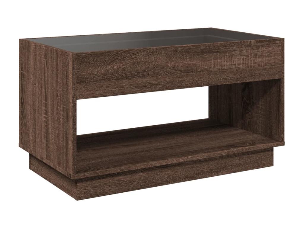 Table basse avec LED infini chêne marron 90x50x50 cm DUPB65476