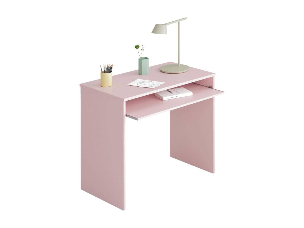 Decohaute Bureau avec étagère Table d'étude pour PC pour bureau ou chambre Table d'étude 90x54h79 cm Rose FJRG35677