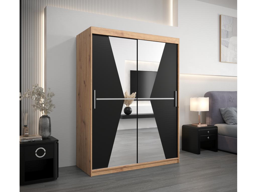 Armoire Maroko À Portes Coulissantes 200/150/62 2 portes Decohaute/Noir IPHV34066