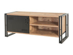 Meuble TV Décohaute Buffet de salon Armoire basse pour TV Base murale de rangement 130x45h50 cm Chêne et Noir PVZV50026
