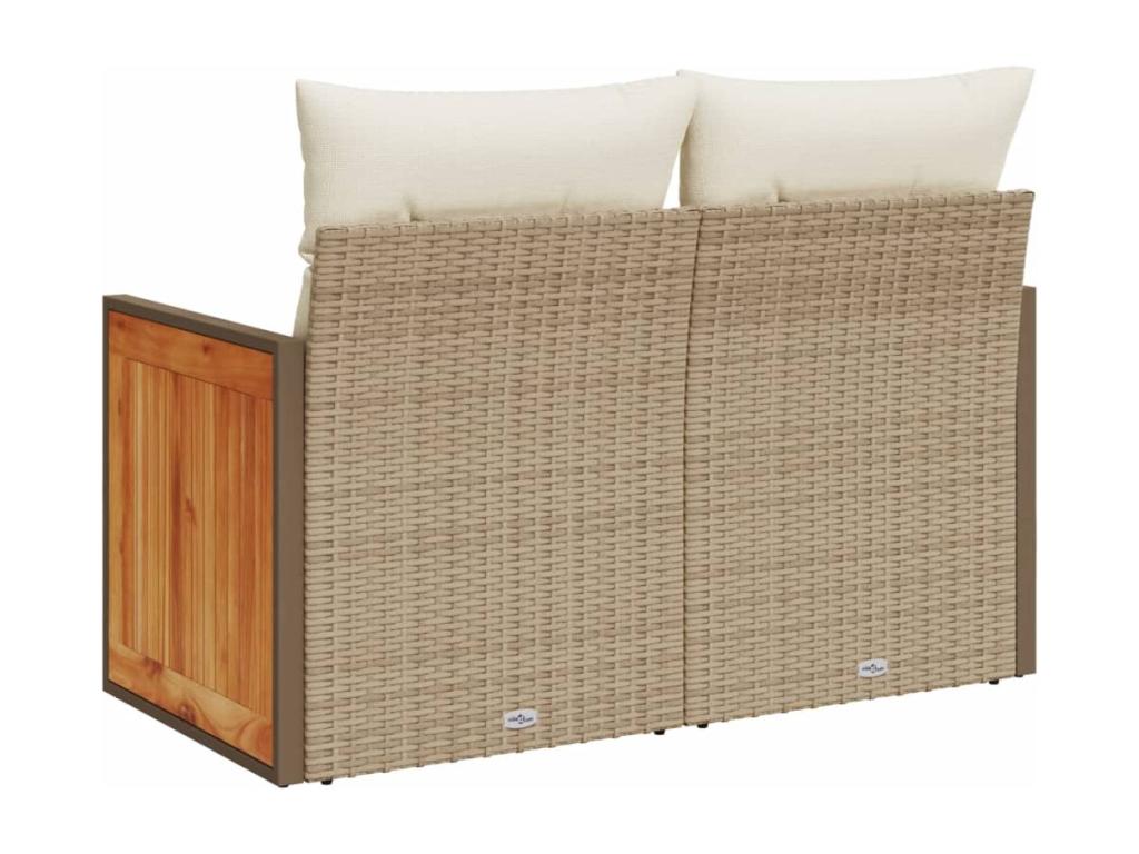 Canapé de jardin avec coussins 2 places beige résine tressée IKIO48561