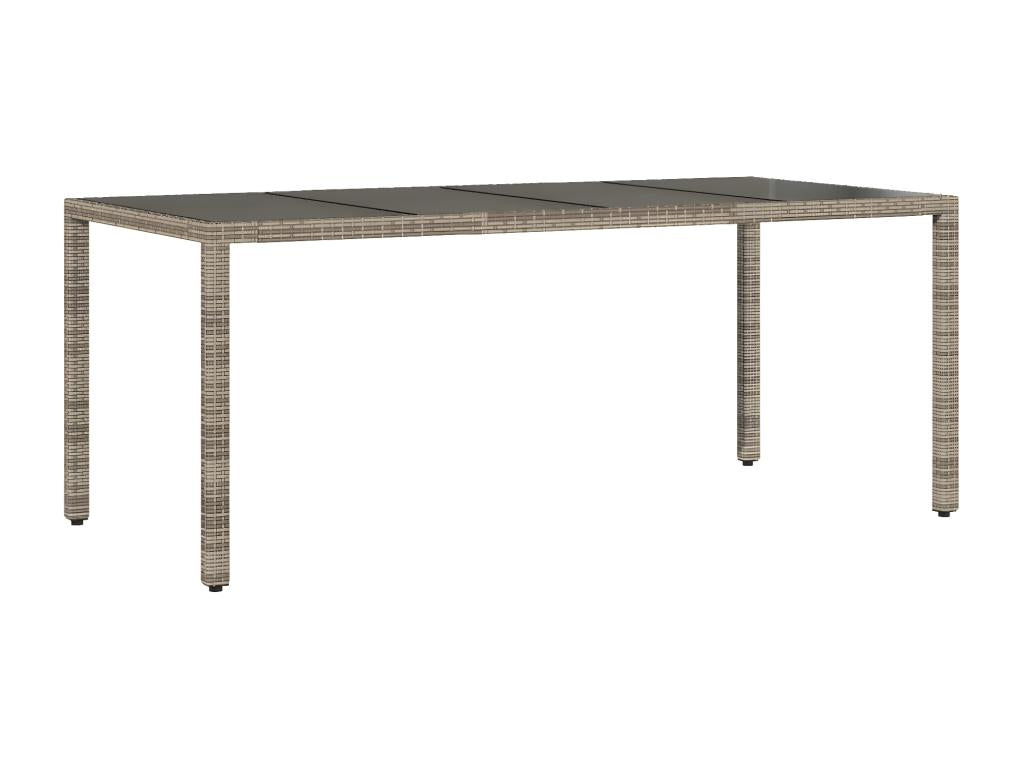 Decohaute Premium - Table de jardin dessus en verre Gris 190x90x75cm Résine tressée FPMA37363