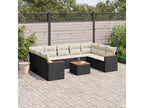 Salon de jardin 10 pcs avec coussins noir résine tressée GBIY78980
