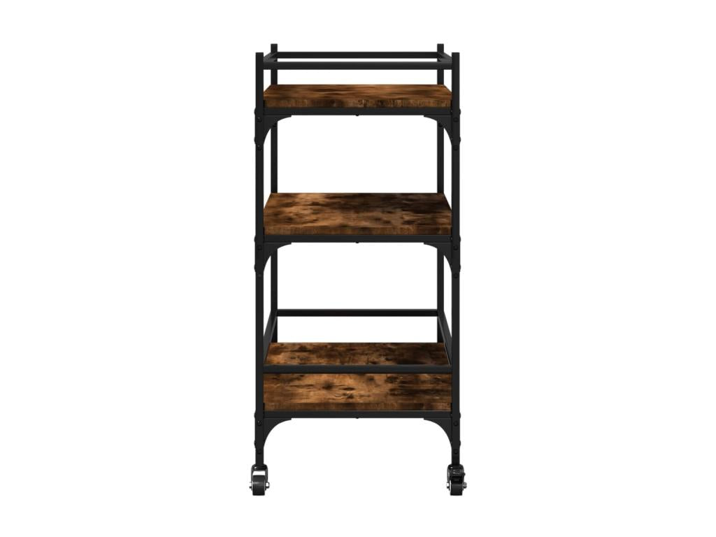 Chariot de cuisine chêne fumé 65x40x86,5 cm bois d'ingénierie YZYL88361